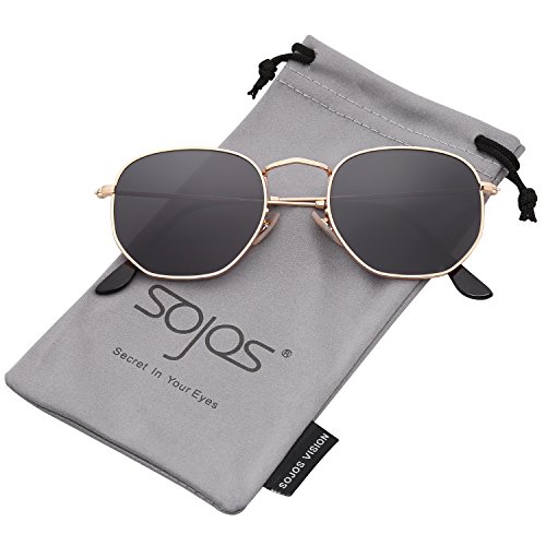 SOJOS Small Square Polarized Sunglasses for Men and Women Polygon Mirrored Lens SJ1072