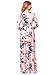 Women Silk O-Neck Long Sleeve Floral Print Long Maxi Party Beach Dress Pink S