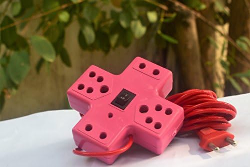Extension Board Pink Plus (Maizic) 6 Amp 4 Plug Point of Brass with Master Switch, 4.5 Meter Pure Copper Wire