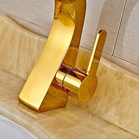 Faucet Taps Golden Color Deck Mounted Bathroom Sink Tap Single Handle Basin Mixer Tap Spout Tap Crane Washbasin