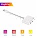 Lightning to USB Camera Adapter,3 in 1 Lightning to USB 3.0 Female OTG Adapter With Charging Interface and 3.5mm headphone jack for iPhone iPad,No App Required[support iOS 9.3-iOS 11.3](White)