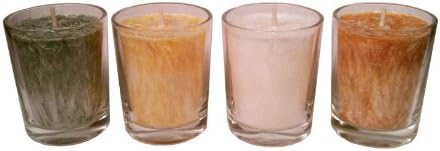 4 Pineapple Coconut Lime Hand Poured Palm Wax Votive Candles  - Green, Yellow, White, Dark Mustard and  4 Glass Holders