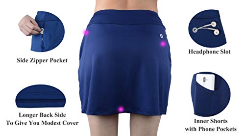 slimour Women Causal Travel Skirt with Pockets Athletic Skorts Hiking High Waist Active Navy 6 - Thumbnail 2