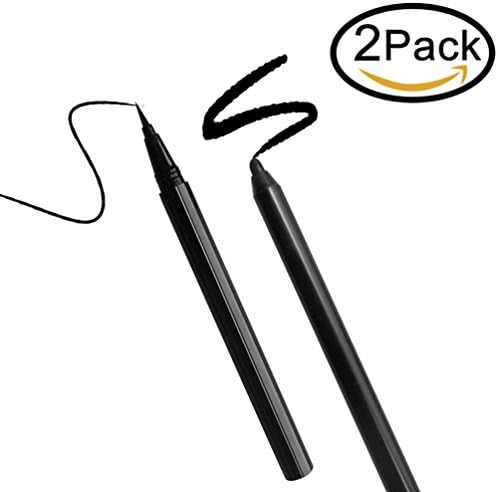 Water-proof Black Eyeliner Pencil Precise Long-lasting 1 Brush Head Liner Pen + 1 Eyeliner with Sharpener 2pack
