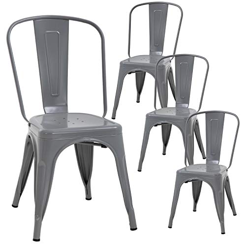 Metal Chair Dining Chairs Set Of 4 Dining Room Kitchen Chair Patio Chair Tolix Restaurant Chairs 18 Inches Seat Height Trattoria Bar Chair Metal Stackable Chairs Indoor Outdoor Chairs Buy Online In