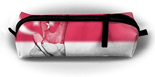 FJSLIE Fingers Flag National Peace Singapore Oxford Storage Bags Portable Student Pencil Printing Office Stationery Bag Zipper Wallets Makeup Multi-function Bag