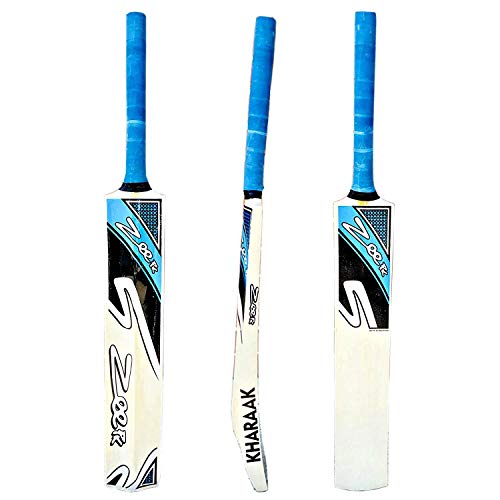 Zeepk Cricket Bat Play Like The Pros Adult Size, Cricket Tennis Ball Bat Handcrafted Kashmir Willow with Durable Comfortable Rubber Grip Short Handle Thick Edge Blade 44mm Light Weight 2lbs (Blue) - Thumbnail 3
