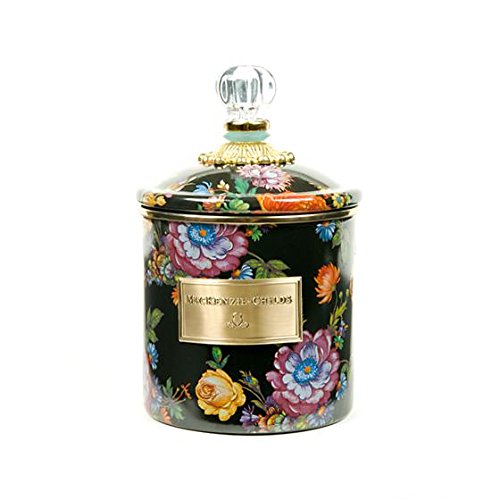 MacKenzie-Childs Flower Market Small Enamel Canister - Black