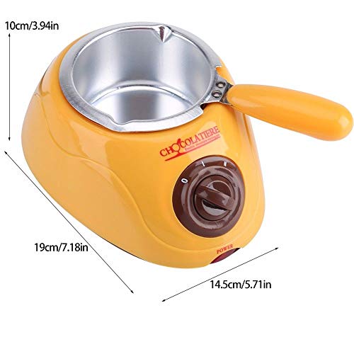 Zz Pro Electric Chocolate Melting Pot, Cheese Fondue Pot, Home made Fondue Set for Multiple use - with all shapes molds, 10 plastic skewer, 10 plastic forks, 1 spiral fork, 1 flat fork (Single, Yellow)