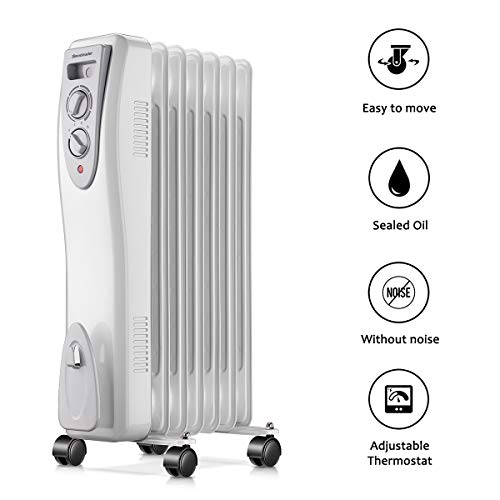 Homeleader 1500W Oil Heater Portable Space Heater, Electric Heater for