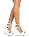 Breckelles EF52 Women Leatherette Peep Toe Ankle Wrap Wedge Sandal - White