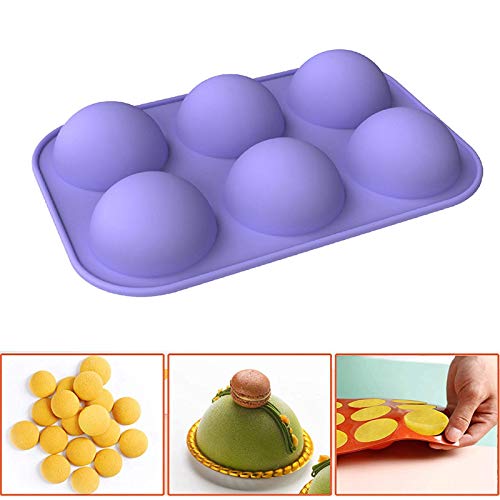TONGHANG Medium 6-Cavity Semi Sphere Silicone Mold, Baking Mold for Making Hot Chocolate Bomb, Cake, Jelly, Pudding, Dome Mousse, BPA Free Silicone Molds for Baking 2 Pcs/ 3 Pcs/ 4 Pcs (D)
