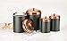 Amici Home, 7CDI030AS4R, Ashby Collection Hammered Finish Black Matte Metal Storage Canister, Push Top Copper Tone Lids, Food Safe, Assorted Set of 4 (Small, Medium, Large and Extra Large)