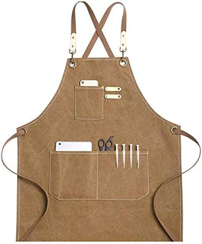 SovelyBoFan Khaki Fashion Denim Canvas Wear Apron/Painting/Hairdressing/Barista Restaurant Apron Anti-Dirty Overalls