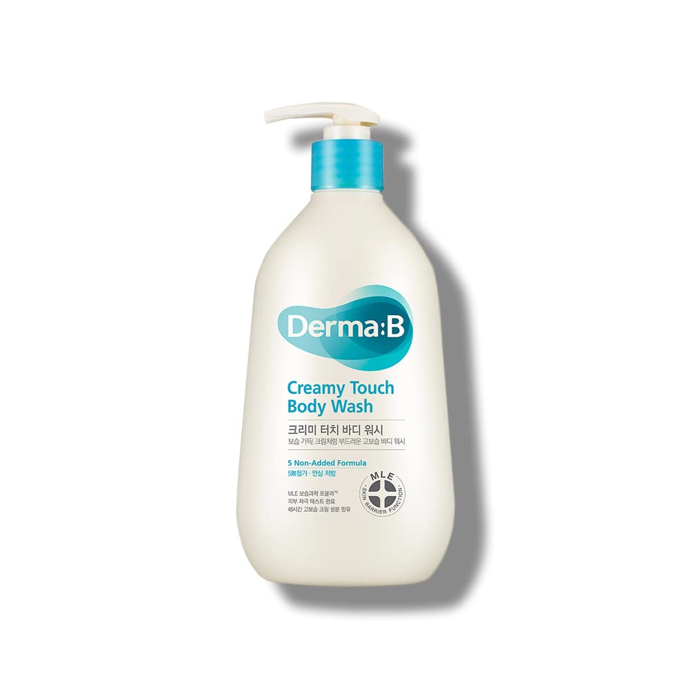 Derma B Creamy Touch Body Wash, Long-Lasting Mild Moisturizing Cleanser, Intensive Nourishing with Shea Butter, Grape Seed Oil, Panthenol, Relaxing Scented Shower Gel, Kbeauty, 13.5 Fl Oz, 400ml