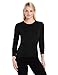 100% Merino Wool Women's Lightweight Crew - Base Layer Long Sleeve Shirt - Black - XX-Large