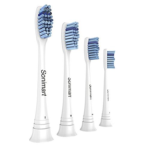Sonimart Sensitive Premium Replacement Toothbrush Heads Compatible with Sonicare ProResults HX6053, 4 pk, for Essence+ Plaque Control Gum Health DiamondClean FlexCare HealthyWhite EasyClean