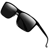 Polarized Sunglasses for Men Driving Mens Sunglasses Rectangular Vintage Sun Glasses For Men/Women Black