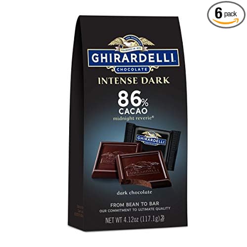 Amazon Com Ghirardelli Squares Intense Dark Chocolate Midnight Reverie 86 Cacao 4 12 Ounce Bag Pack Of 6 Candy And Chocolate Bars Grocery Gourmet Food