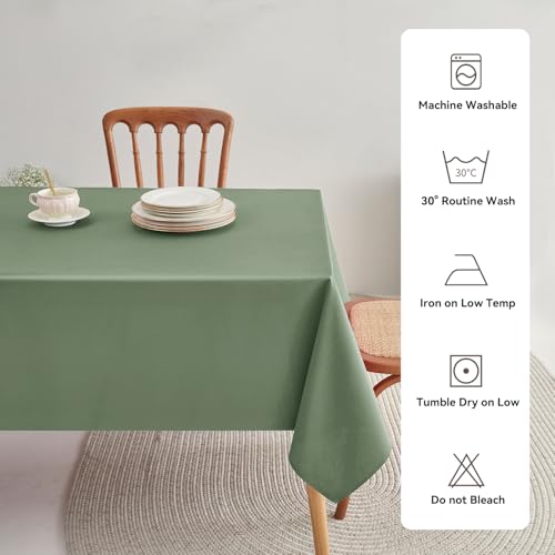Romanstile Green Table Cloth Wipe Clean Rectangular 140x200 cm, Wipeable water resistant Tablecloth,Dining Table Cover for Kitchen Outdoor Garden Table,decorations for Sommer Spring,55x78 inch