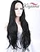 K'ryssma #1B Natural Black Lace Front Wig 150% Density Soft Glueless Long Wavy Synthetic Wigs For Women Heat Resistant 20 inches