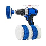 RotoScrub 7 Pack Multi-Purpose Drill Brush Kit for Cleaning Bathrooms, Showers, Tubs, Tile, Floors, Sinks, Toilets, Grout and Grime Removal, Mold/Mildew Removal, Reversible Blue and White Scrub Pads