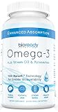 BioReady Nutrition: 5X Strength Omega-3 Fish Oil with Vitamin D3 + Astaxanthin- Absorbs 5X Better vs Leading Omega 3s- Ultra Premium Supplement with NanoFiTM️ Technology for Enhanced Bioavailability
