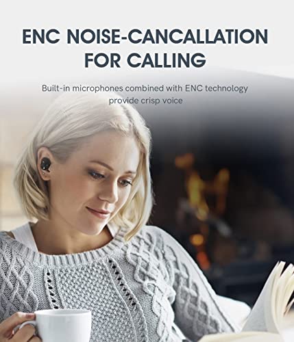 Bluetooth Earbuds QCY T17 Wireless Earbuds with Charging Case Waterproof Stereo Headphones in Ear Built in Mic Headset Touch Control Premium Sound for Sports, Black