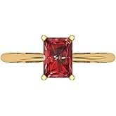 Clara Pucci 14K Solid Gold Engagement Ring for Women | 1 cttw Garnet Radiant Cut Solitaire | Real Yellow Gold Wedding Ring