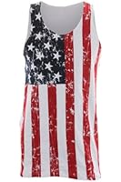 American Flag Distressed Men's Tank Top - Red / White / Blue
