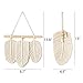 Mkono Small Macrame Wall Hanging Feather Boho Woven Leaf Tassels Decoration Cotton Ornaments with Wooden Beads Home Decor, Set of 2
