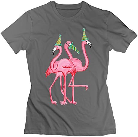 Erjran Celebrate Flamingo Women's Unique Short Sleeve T Shirt Color DeepHeather Size S
