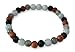 Leboha Multi Colored Essential Oil Diffuser Bracelet, 6mm Wood, Faceted Labradorite, Aquamarine, Black Lava Stone