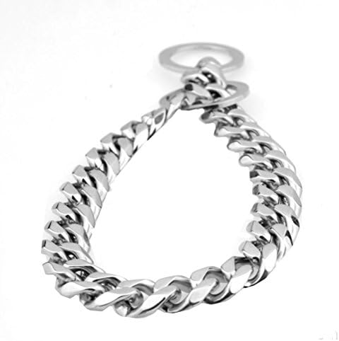 15mm Wide Slip Chain Curb Cuban Link Silver Tone 316L Stainless Steel Dog Choke Chain Collar Pet Necklace Leash 12"-34" (12 inch Chain (Suggest Dog Neck Length 8 inch))