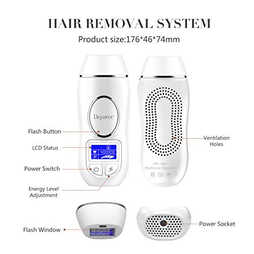 Deparee Facial & Body Permanent Hair Removal for Women - IPL Laser Hair Remover for Women Legs, Underarms, Bikini Area and Facial Hair