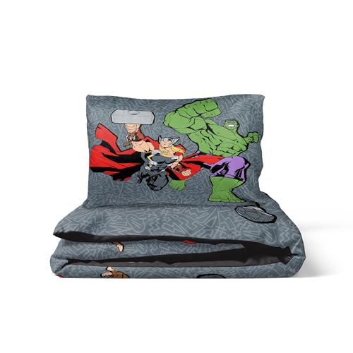 Jay Franco Kids Marvel Avengers Duvet Cover Set - Super Soft Bedding with Pillow Case, Cover Only, Comforter Not Included, Grey, 2 Pieces, Twin