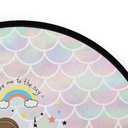 Round Area Rug Non-Slip Large Circle Rugs for Living Room Bedroom Beautiful Modern Microfiber Soft Carpet Machine Washable Floor Mat Home Decor 3-Feet Diameter (Mermaid Unicorn)