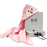 Hooded Bath Towel for Babies and Kids by Panda and Penguin; 100% Terry Cotton, Warm, Absorbent and Cute. + Bonus E-Book