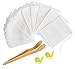 ilauke 200Pcs Tea Filter Bags Empty Drawstring Disposable Tea Infuser Teabags for Herbs Loose Tea with Snail Shape Tea Bag Holders and Tea Clip