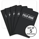 Field Notebook - 3.5"x5.5" - Black - Dot Graph Memo Book - Pack of 5