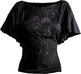 Spiral - Womens - ENTWINED - Boat Neck Bat Sleeve Top Black - XL