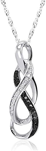 Infinity Pendant Necklace w/ Black &amp; White [Sterling Series] Swarovski-Quality Crystals [Lab - Cubic Zirconia (CZ)] - Best Seller Christmas Gift