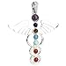 BEADNOVA 7 Chakras Healing Pointed Crystal Chakra Reiki Angel Wings Gemstone Pendent Necklace Stainless Steel Chain 18