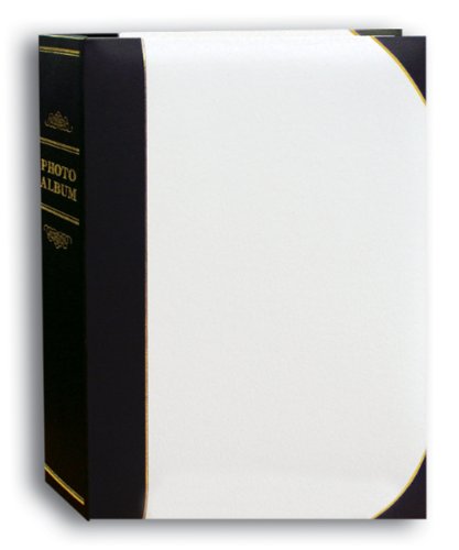 Pioneer Photo Albums 50-Pocket White and Black Ledger Style Leatherette Cover Photo Album for 5 by 7-Inch Prints
