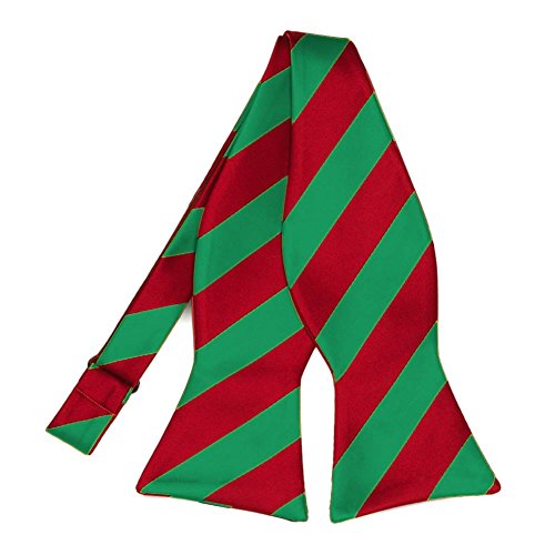 TieMart Red and Green Striped Self-Tie Bow Tie