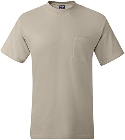 Hanes Beefy-T Adult Pocket T-Shirt, Sand, 2XL US (Chest 50-52