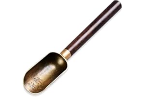 Vasiumic Wooden Handle Tea Spoon with Tin Alloy Scoop, Anti-Sprinkle Coffee & Loose for Leaf, Kitchen Tool, 12.5cm
