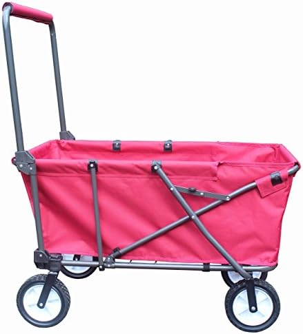 Pearington Sport Collapsible Folding Outdoor Utility Wagon, Red