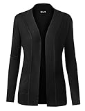 BILY Women Open Front Long Sleeve Classic Knit Cardigan Black X-Large