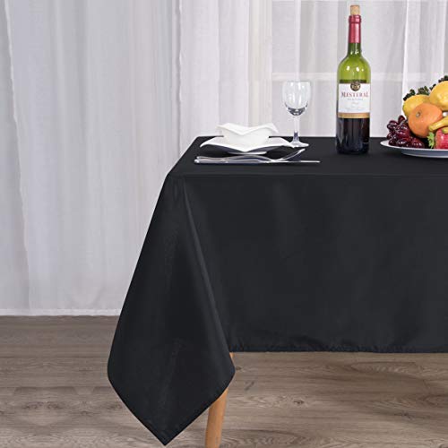 SARAFLORA Rectangle Table Cloth - Washable Water Resistance Microfiber Tablecloth Decorative Table Covers for Picnic Banquet Party Kitchen Dining Room, 100% Polyester, 150 GSM (60 x 84 inches, Black)